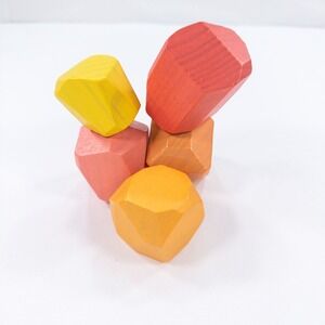 Lovevery Wooden Balancing Stones‎ Stacking Game Colorful Rock Blocks Kids Toy